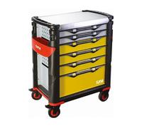 Servante grand volume 6 tiroirs SAM OUTILLAGE jaune et grise plateau inox - 416HREN