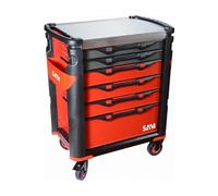 Servante grand volume 6 tiroirs SAM OUTILLAGE rouge plateau inox - 416H