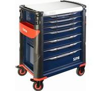 Servante grand volume 7 tiroirs SAM OUTILLAGE bleue plateau inox - 417HB