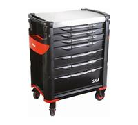 Servante grand volume 7 tiroirs SAM OUTILLAGE noire plateau inox - 417HK