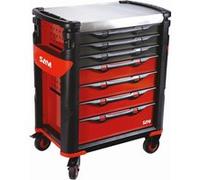 Servante grand volume 7 tiroirs SAM OUTILLAGE rouge plateau inox - 417H Rouge G