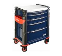 Servante grand volume SAM OUTILLAGE 5 tiroirs bleue à plateau inox - 415HB