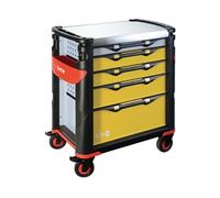 Servante grand volume SAM OUTILLAGE 5 tiroirs jaune à plateau inox - 415HREN