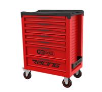 KS Tools Servante d'atelier 855.0007 – 7 tiroirs – Vide avec mousse – Plateau ABS gradué – Rouge