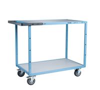 Servante mécano-soudée 2 plateaux mélaminé 1000 x 600 mm roues TPE 250 kg - 880702121