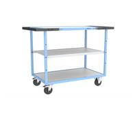 Servante mécano-soudée double poignées plateaux mélaminé 850 x 500 mm 250 kg - Nombre de plateaux et roues au choix