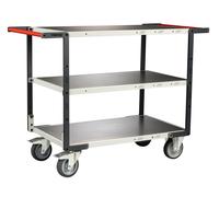 Servante montée 3 plateaux tôle galva double poignées 850x500 mm roues TPE 400 kg - FIMM - 886721347