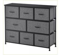 Servers, Sideboards &amp Buffets - HOMCOM - Commode à 8 tiroirs en tissu, cadre métallique - Gris Foncé
