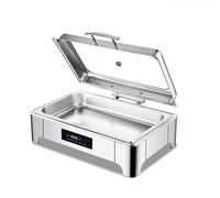 Serveur de buffet avec verre visuel, température réglable, poignée en acier inoxydable, plats ronds pour table