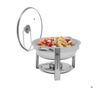 Serveur de Buffet de Chauffage Alimentaire 5L - Chauffe de Buffet en Acier Inoxydable - Plat de Chafing Ronde - Argent,