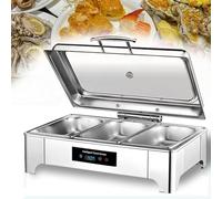 Serveur de buffet électrique 9 L avec couvercles, contrôle de la température pour la restauration et les fêtes, plateaux de buffet avec couvercle visible
