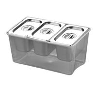 Serveur de condiments réfrigérés avec couvercle en acier inoxydable condiment intérieur contenant un récipient à trois boîtes servant des plats pour le restaurant, l'hôtel, la cuisine et la fête