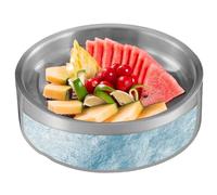 Serveur de salade froide - support à double couche, plat de rangement de refroidissement | Plateau buffet pour les barres d'apéritif Configuration avec des condamnations de poche glacée