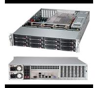 Serveur rack Supermicro CSE-826BAC12-R1K23LPB 2U noir avec alimentation 1200W, 3 ventilateurs 80mm avant, support disques 2.5" et 3.5", dimensions 437x647x89mm