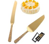 Serveurs de gâteaux, coupe de gâteaux pour le mariage 2pcs couteau à gâteau et serveur ensemble de coupe à gâteau en or vintage ensemble pour les mariages, les anniversaires et les anniversaires