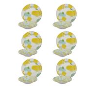 Service 12 assiettes en porcelaine jaune vert Mosaïque
