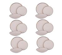 Service 18 assiettes en céramique bord pinceau Pyetra