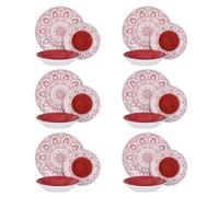 Service 18 assiettes en porcelaine Ariel rouge