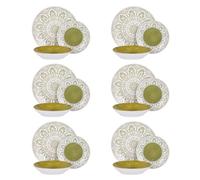 Service 18 assiettes en porcelaine Ariel vert