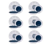 Service 18 assiettes en porcelaine Mistral bleu