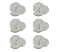 Service 18 assiettes en terre cuite gris Style