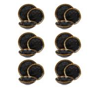 Service 18 assiettes en terre cuite noir or Olympus