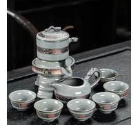 Service 8 Pcs Chinese Traditional Tea Set Bone China Teapot And Cup Travel High-grade Automatic Kung Fu Services A Thé Portables(C)