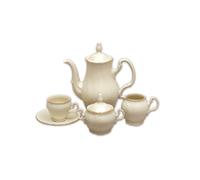 Service à café, porcelaine de Carlsbad Thun Bernadotte, rayures dorées, ivoire, 15 pièces