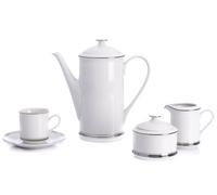 Service à café, porcelaine Leander Meadows de Karlovy Vary, Sabina - platinum stripe, 15 pièces