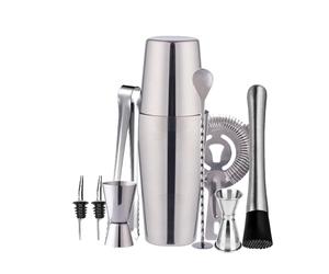 Service à cocktail Double shaker 750ml Acier inoxydable Argent 10 pièces