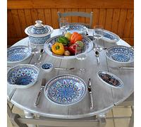 Service à couscous assiettes creuses Bakir turquoise - 12 pers