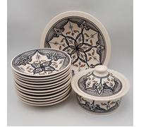 Service à couscous assiettes creuses Marocain noir - 12 pers
