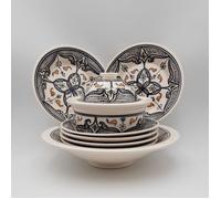 Service à couscous assiettes creuses Marocain noir - 6 pers