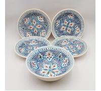 Service à couscous assiettes creuses Marocain Turquoise - 4 pers