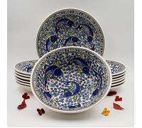 Service à couscous assiettes creuses Poissons Bleus- 12 pers
