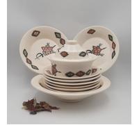 Service à couscous assiettes creuses Sahel beige - 8 pers