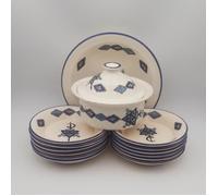 Service à couscous assiettes creuses Sahel bleu - 12 pers