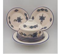 Service à couscous assiettes creuses Sahel bleu - 6 pers