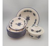 Service à couscous assiettes creuses Sahel bleu - 8 pers