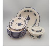 Service à couscous assiettes creuses Sahel bleu - 8 pers