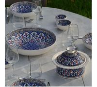 Service à couscous assiettes jattes Bakir bleu - 12 pers