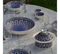 Service à couscous assiettes jattes Bakir bleu - 12 pers