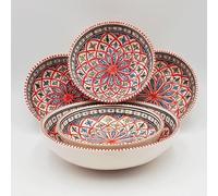 Service à couscous assiettes jattes Bakir rouge - 4 pers