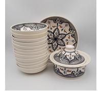 Service à couscous assiettes jattes Marocain noir - 12 pers