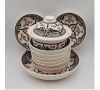 Service à couscous assiettes jattes Marocain noir - 8 pers