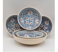 Service à couscous assiettes jattes Marocain Turquoise - 4 pers