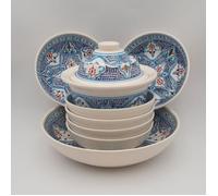 Service à couscous assiettes jattes Marocain Turquoise - 6 pers