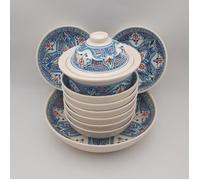 Service à couscous assiettes jattes Marocain Turquoise - 8 pers