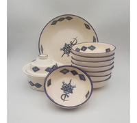 Service à couscous assiettes jattes Sahel bleu - 8 pers