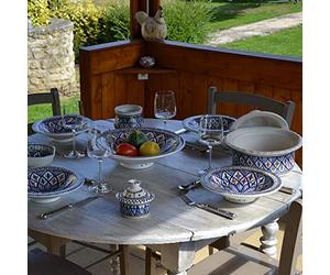 Service à couscous assiettes Tebsi Bakir bleu - 12 pers